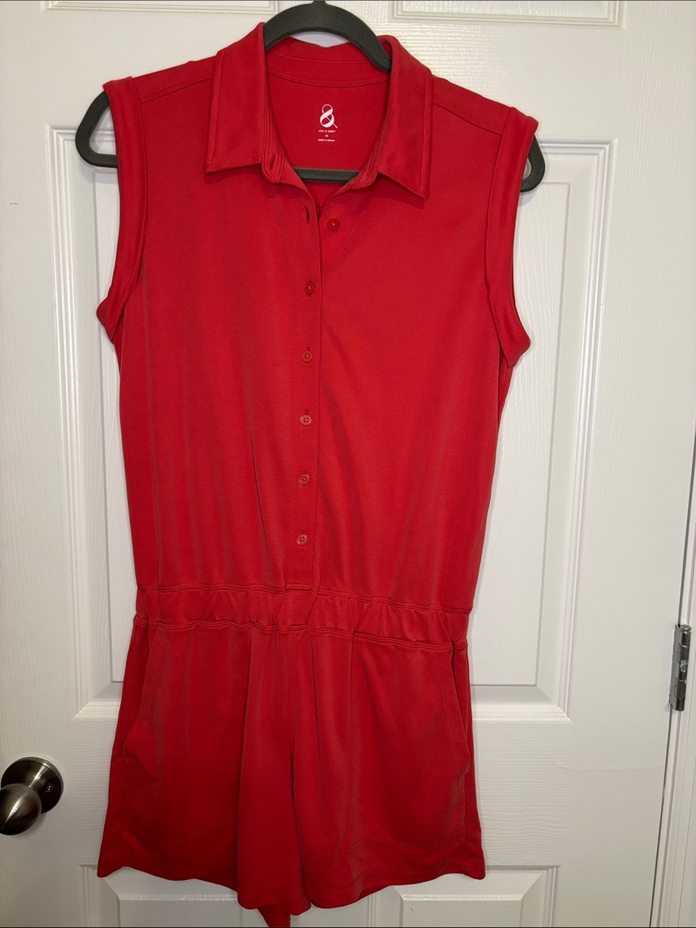 Lou & Grey Sleeveless Coral Button-Front Romper Size XS NWT